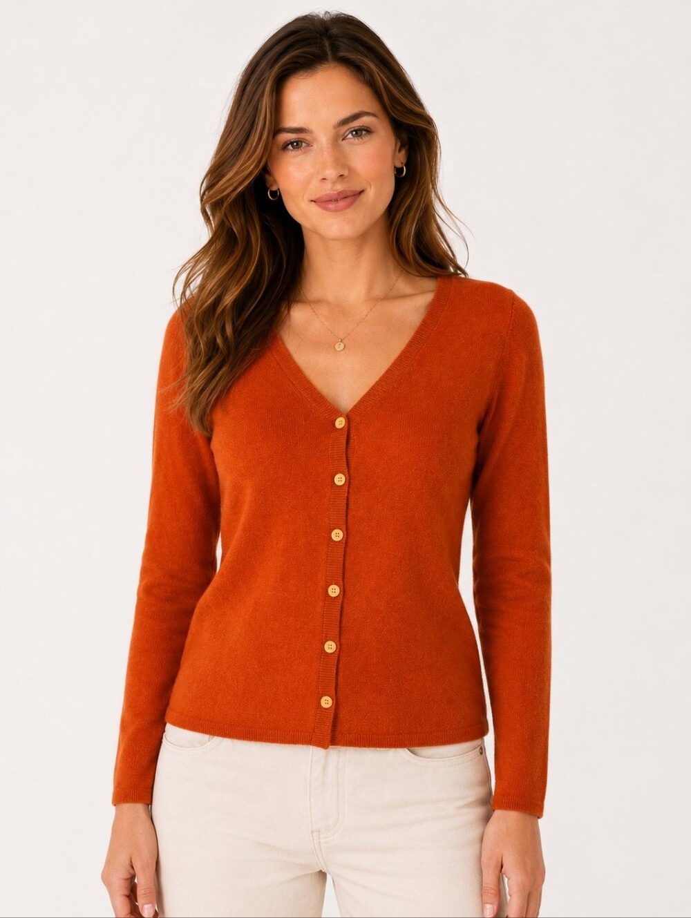 Burberry London 100% Cashmere Orange Cardigan Sweater Women’s Small